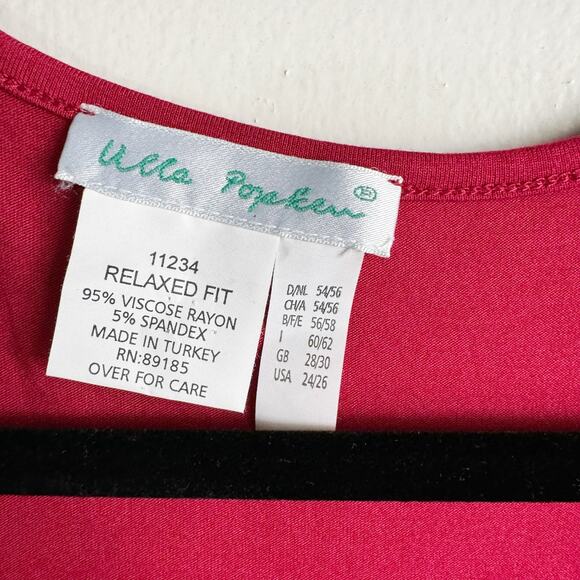 Ulla Popken Red Knit Rayon Blend Relaxed Fit Faux Wrap Dress Size 24/26 Career - Picture 4 of 11